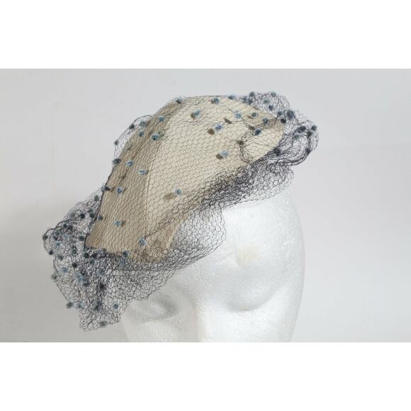 Vintage Buttercream Mesh Tulle Round Hat Elegant Unique Rare Ladies Fashion main image 10